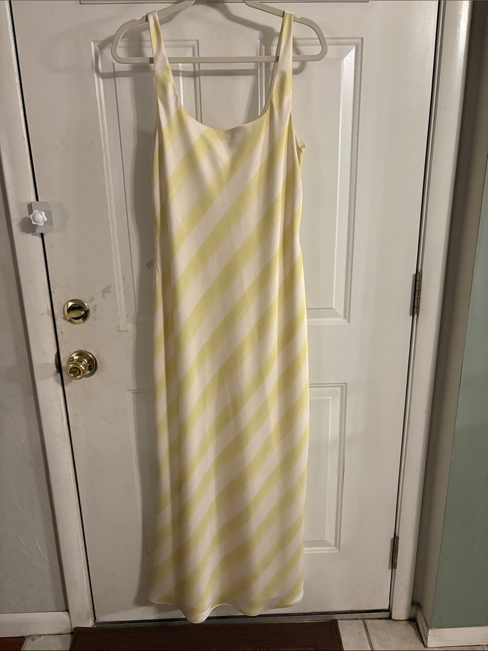 Avec Les Filles Yellow and White Striped Maxi Slip Dress